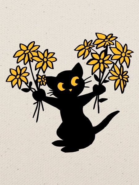 Die Katze mit Blumen