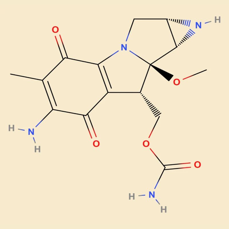 Mitomycin C Molekül - Farbige Strukturformel