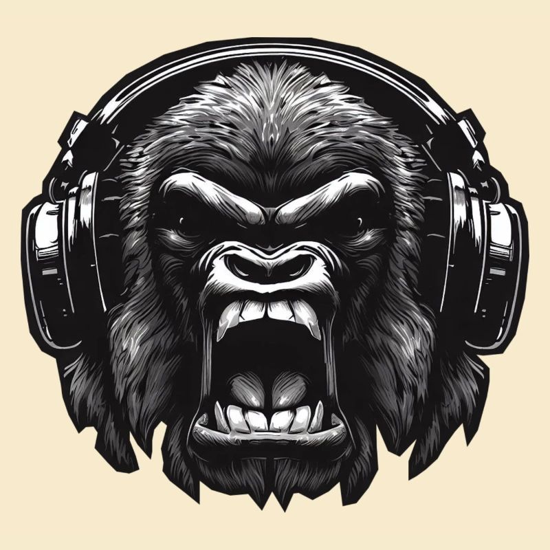 Gorilla DJ mit Kopfhörern