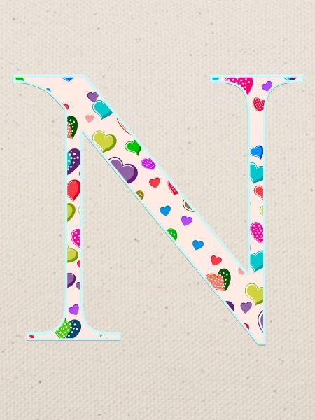 Personalisierbar Monogramm N Herzmuster