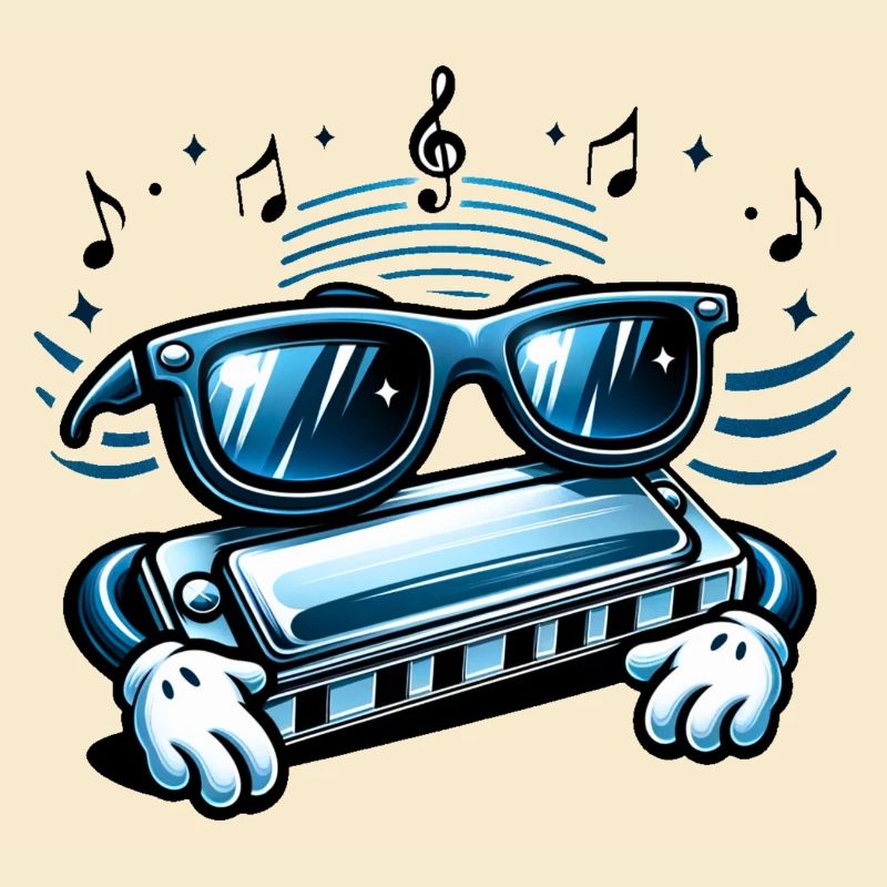 Sunny Tunes Ahead! 😎 Harmonica with Sunglasses.