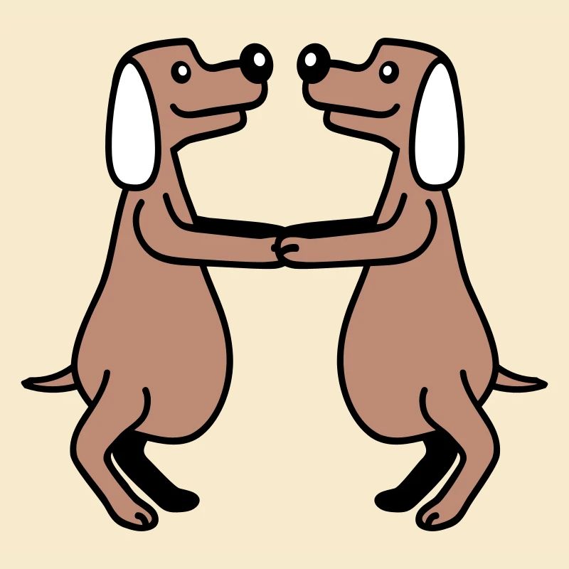 2 chiens gros ventre en surpoids dansant ensemble