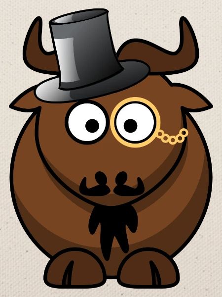 Büffelkarikatur mit Monokel