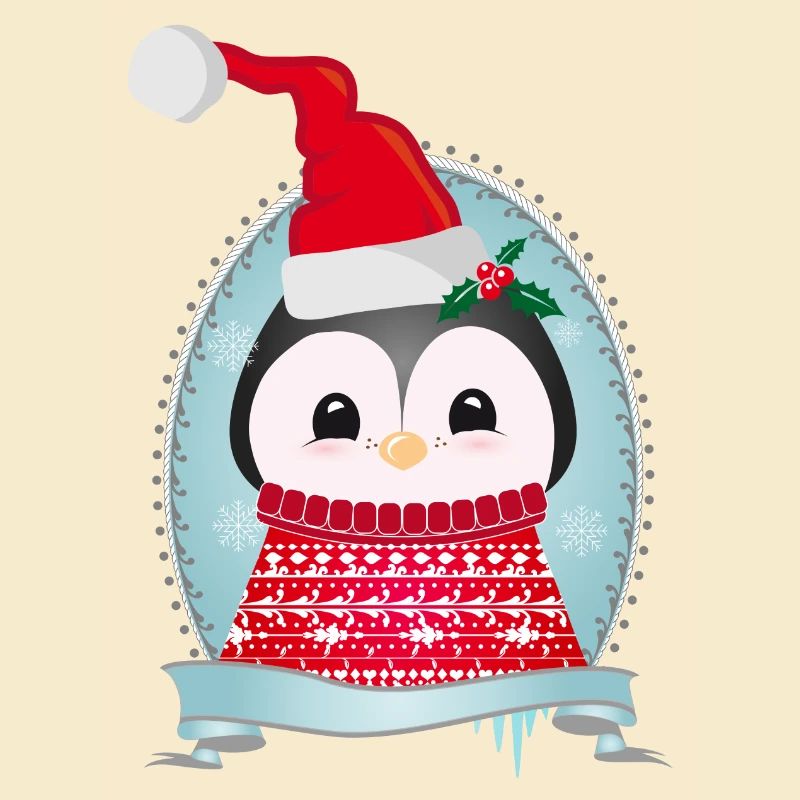 weihnachtlicher Pinguin mit Strickpullover & Mütze