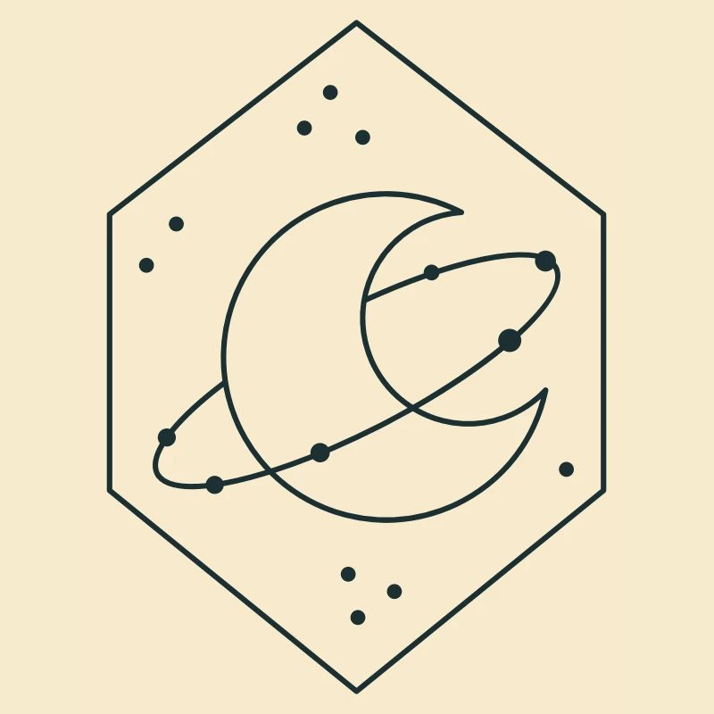 Diamond crescent moon with orbit