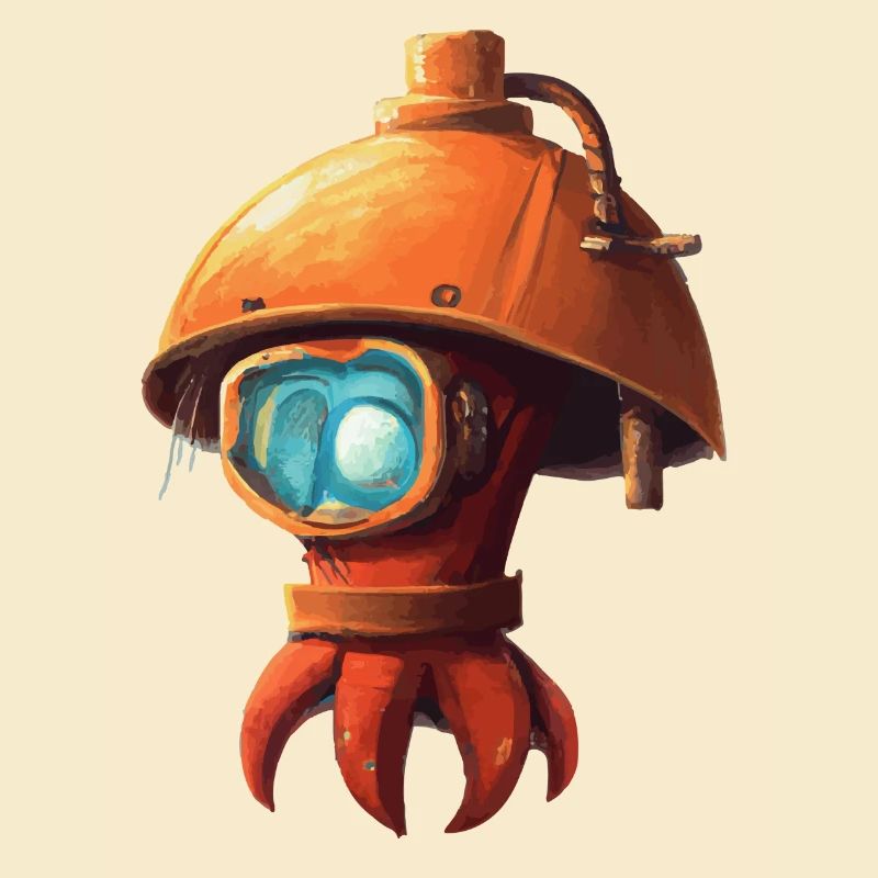 Red little octopus octopus with helmet gift idea