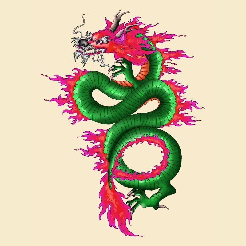 Drache Grün Pink