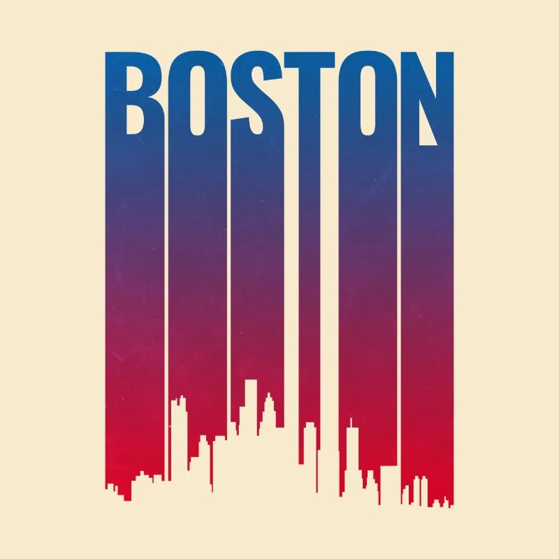 Boston Skyline Gradient Night