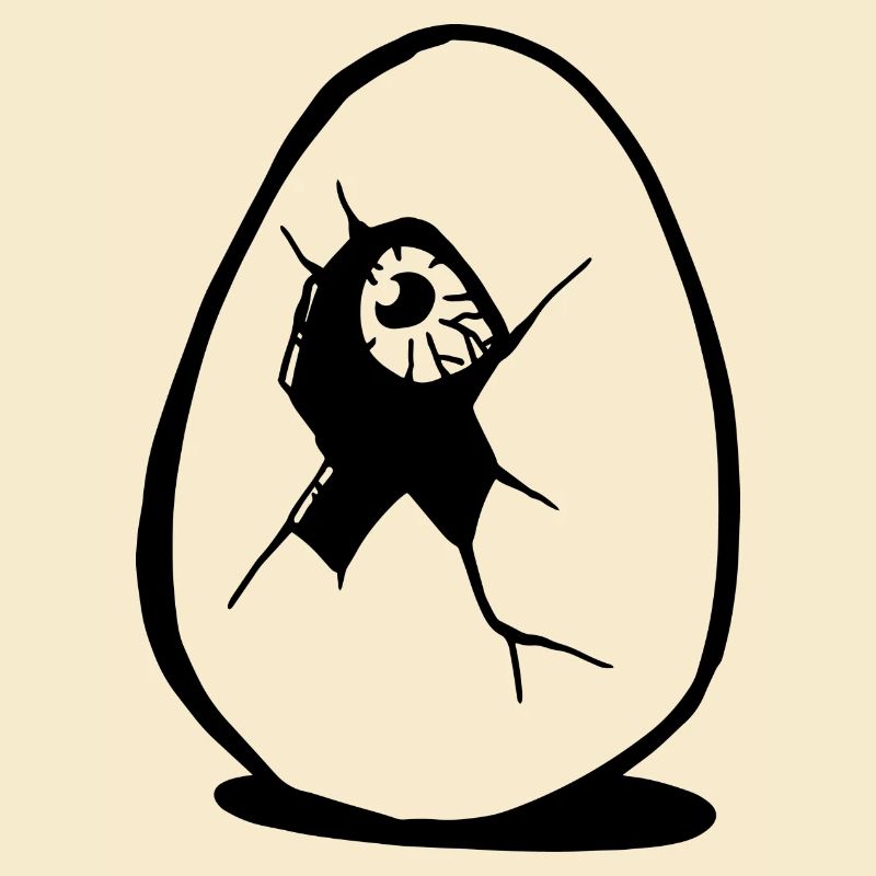 oeuf avec œil effrayant