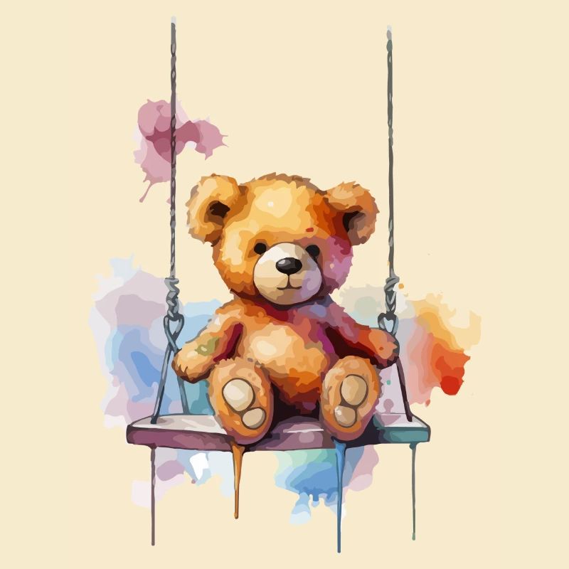 Teddy bear on her swing