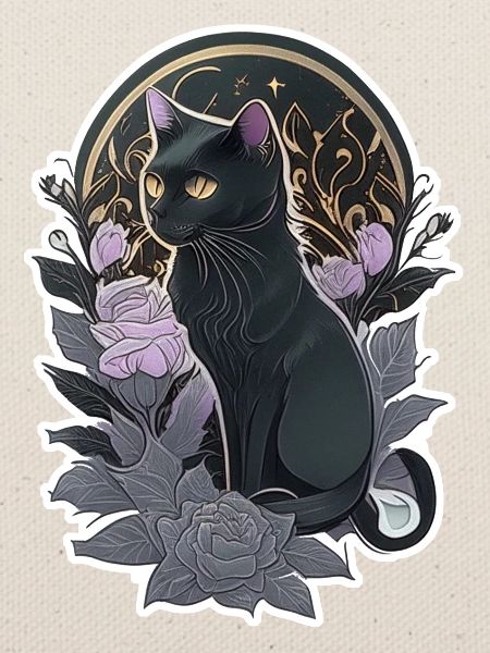 Schwarze Katze im Gothic-Stil
