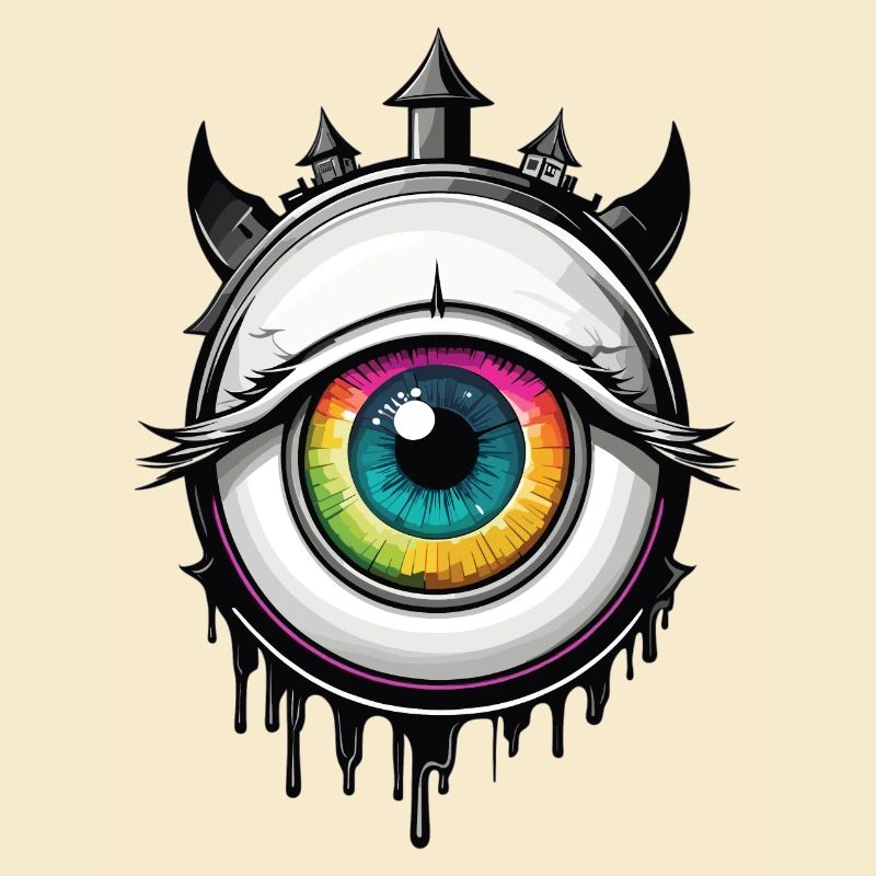 Auge mit Hörnern