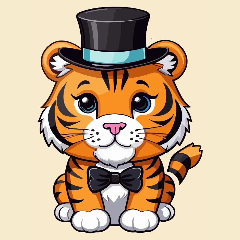 Tiger mit Hut und Fliege