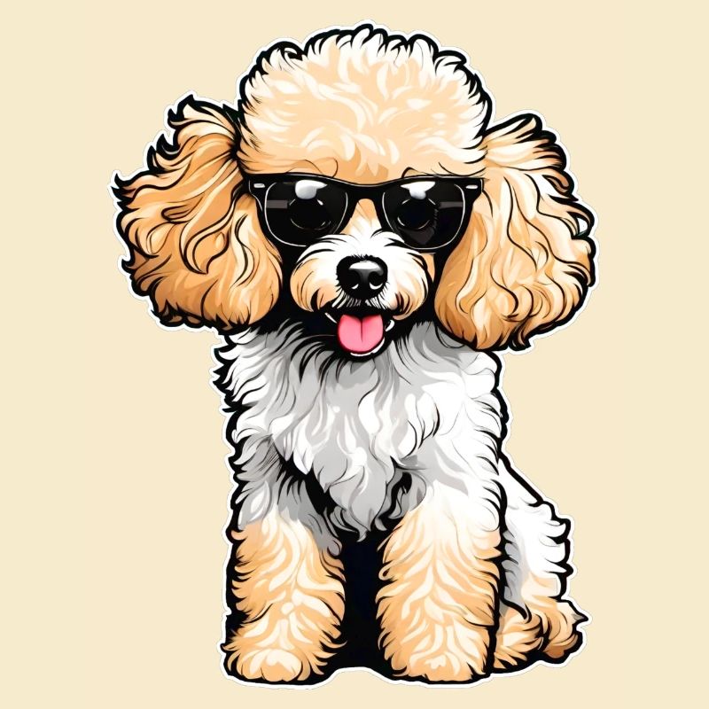 Caniche mignon avec des lunettes de soleil