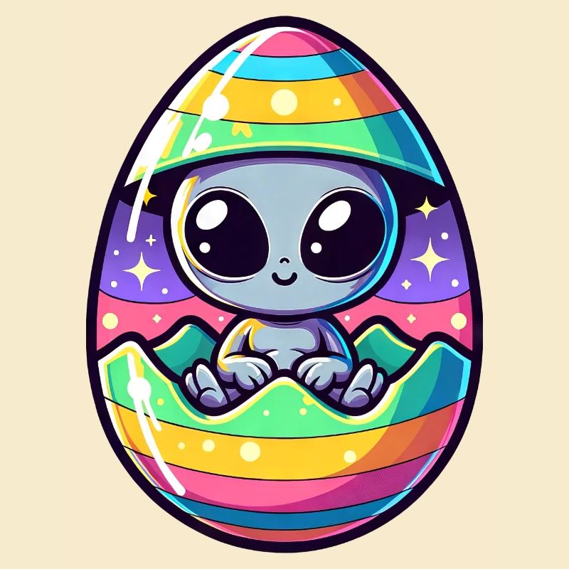 Alien Easter Egg Hatching Design: Colorful Surprise