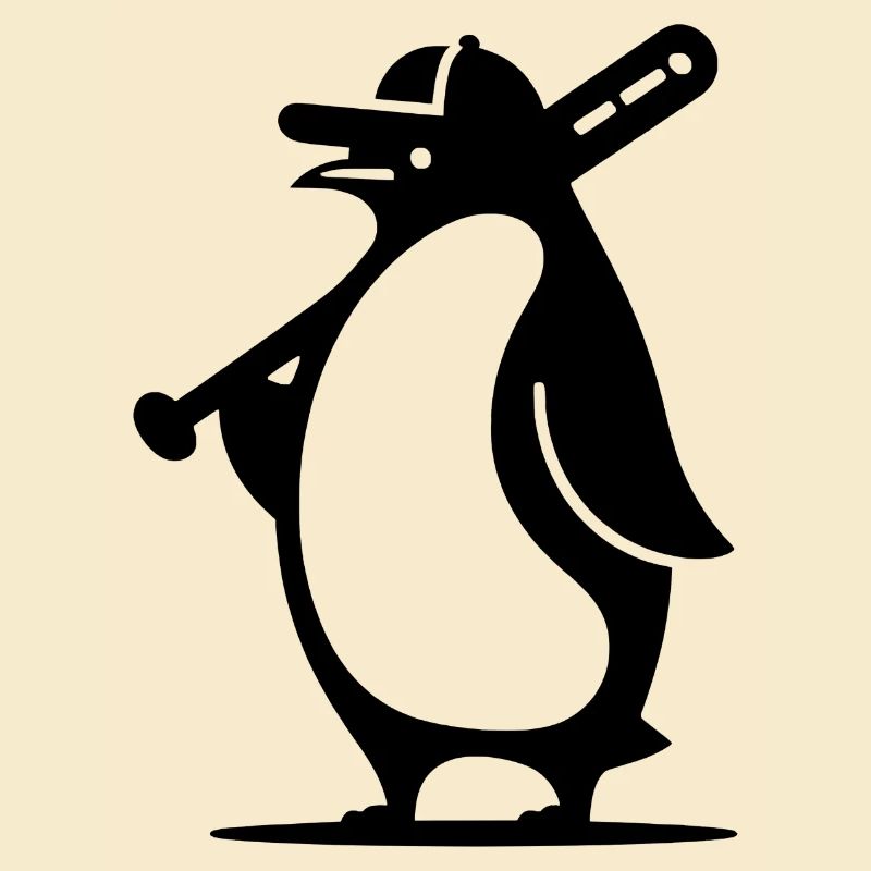 Pinguin Baseballspieler Silhouette