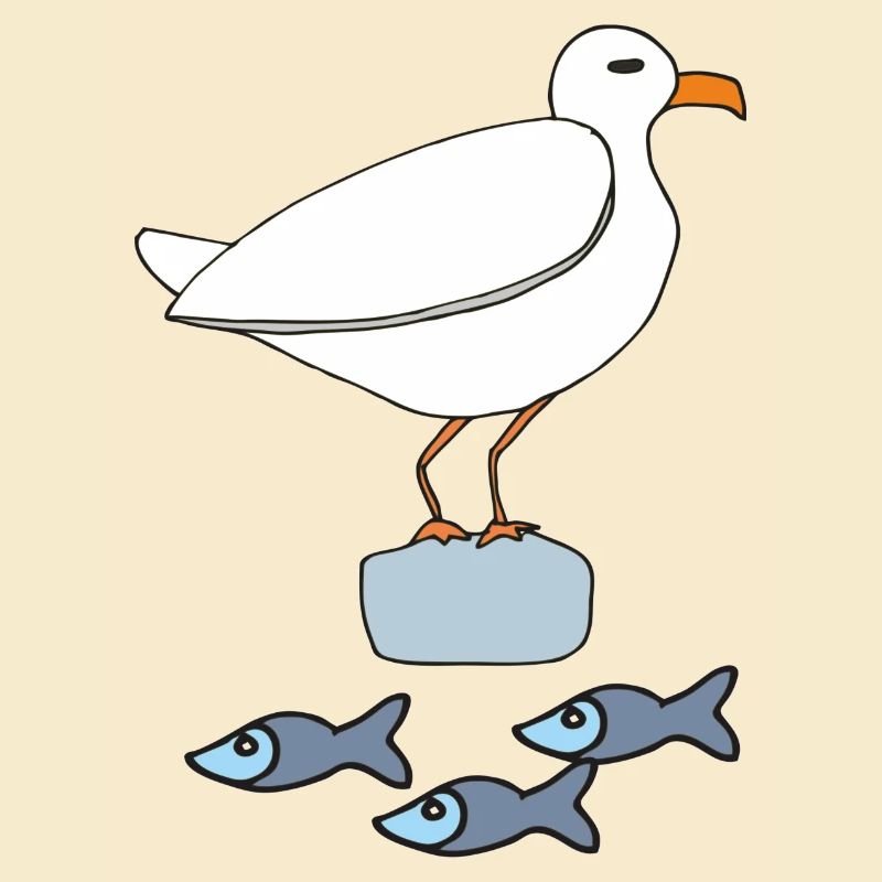 möve mit fischen