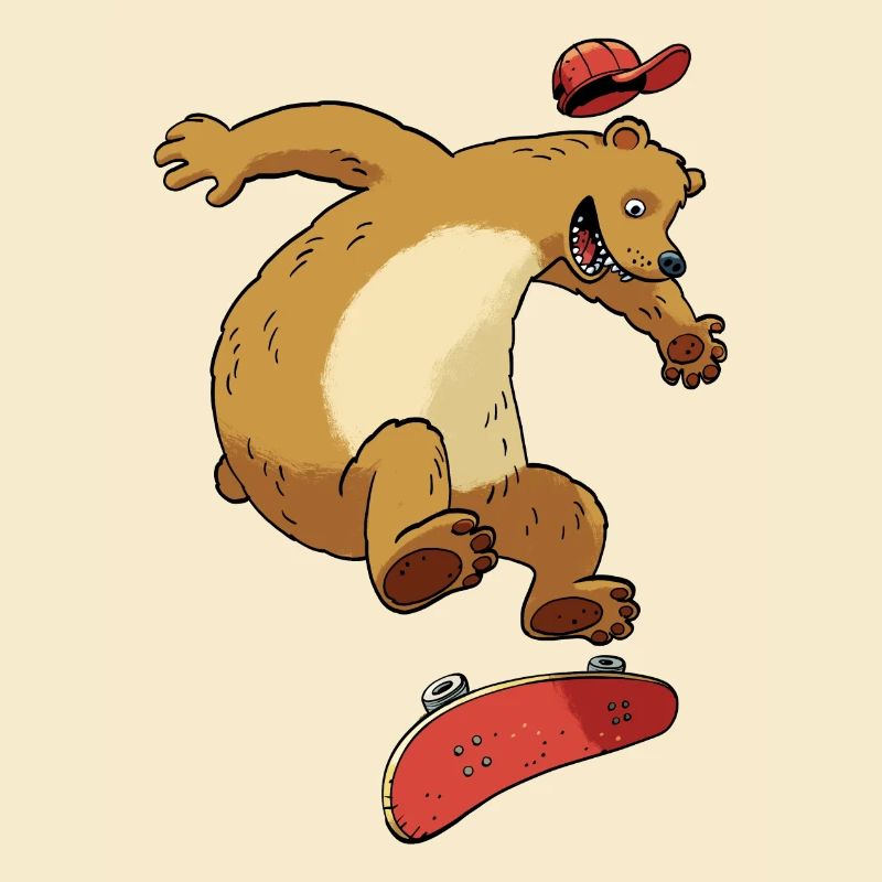 Bär auf Skateboard