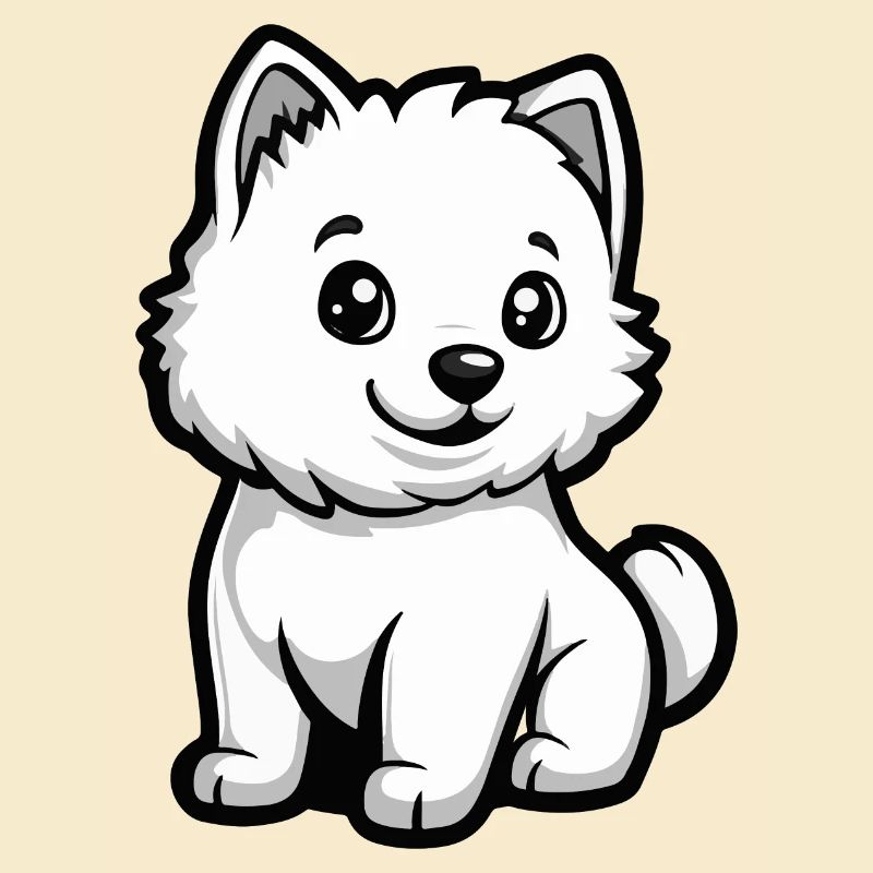 Samojede Hund Comic Niedlich