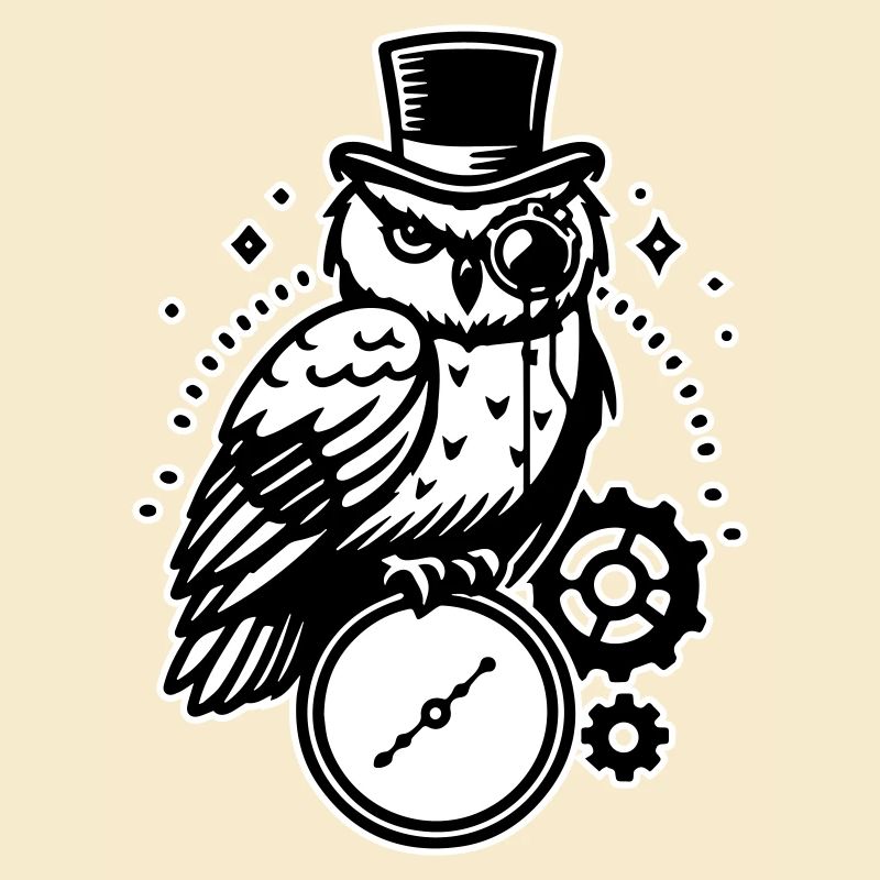Steampunk Eule und Uhr Design