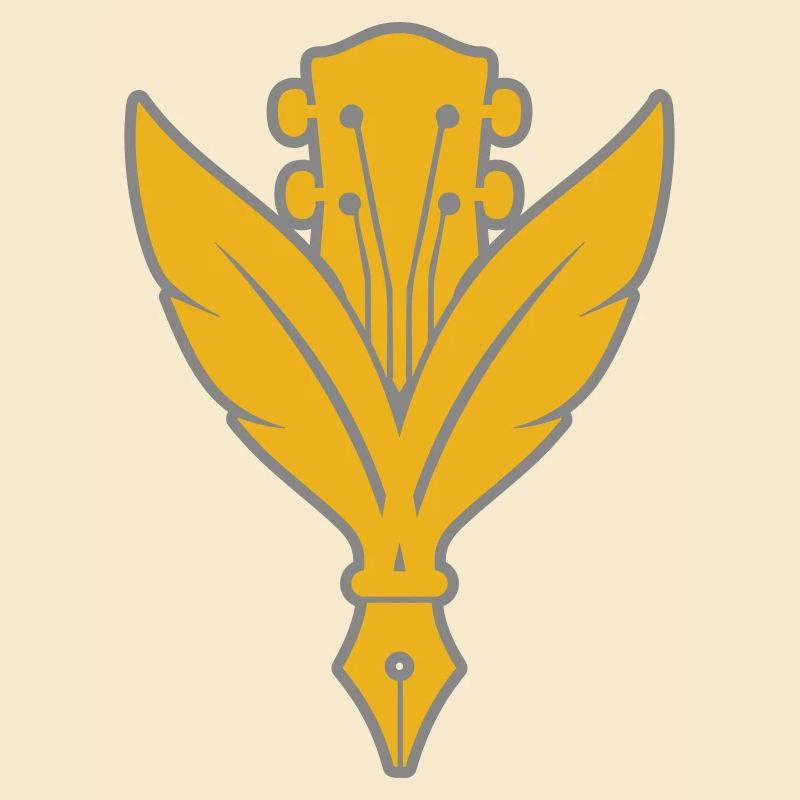 Plume dorée et guitare