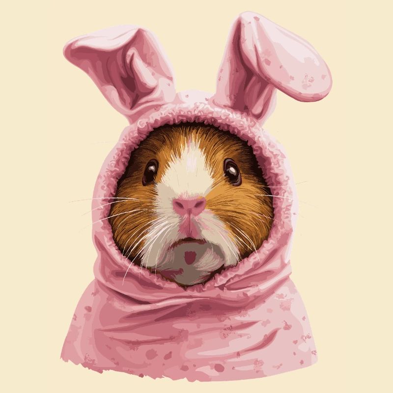 Guinea pig in Easter bunny costume