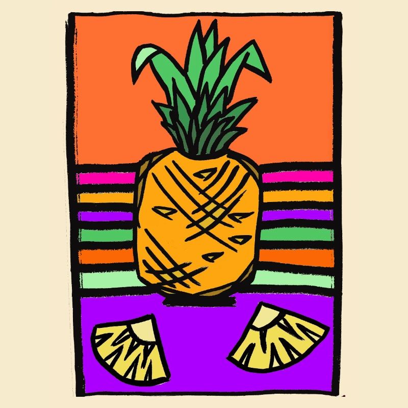 Pineapple Neon Illustration