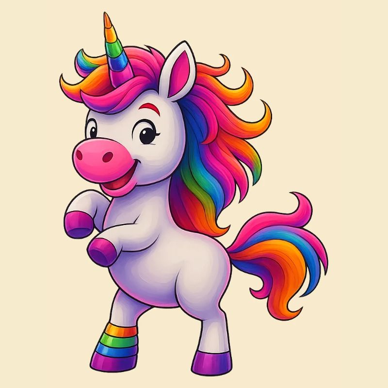 Bunter Einhorn mit Regenbogenmähne