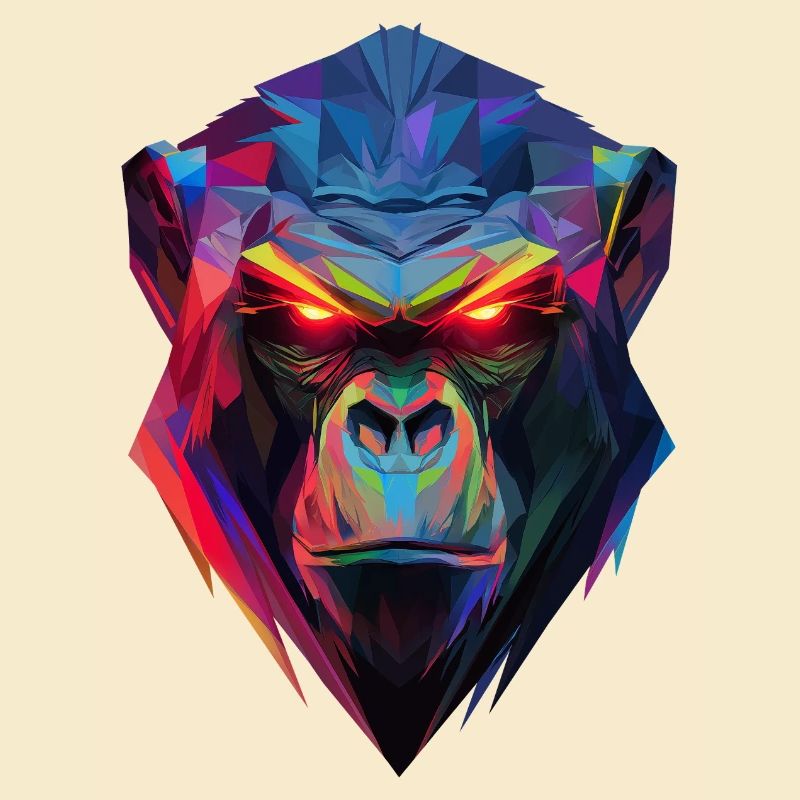 Geometric Neon Gorilla