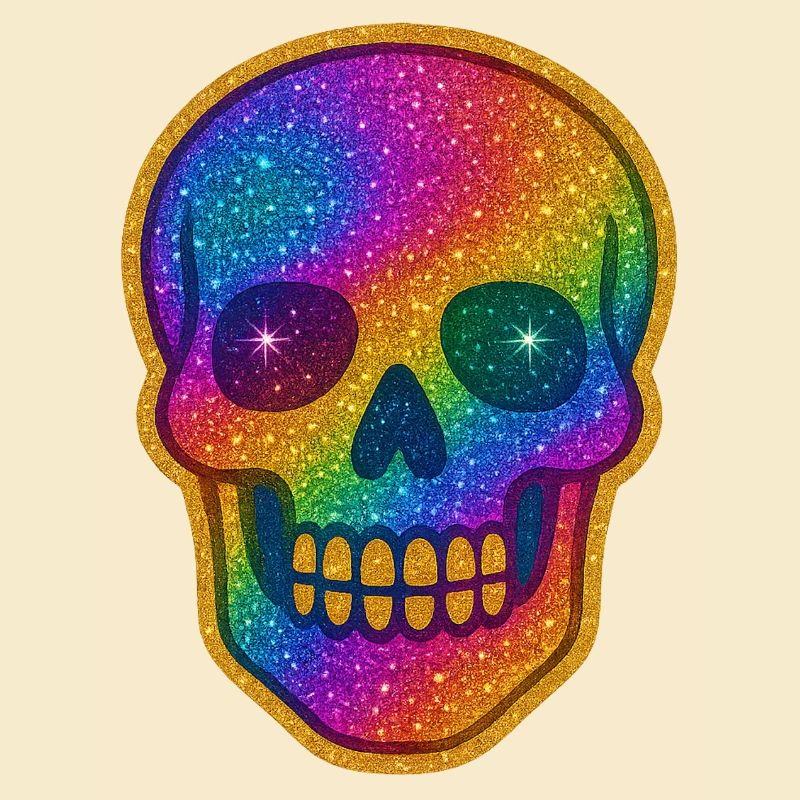Rainbow Glitter Skull
