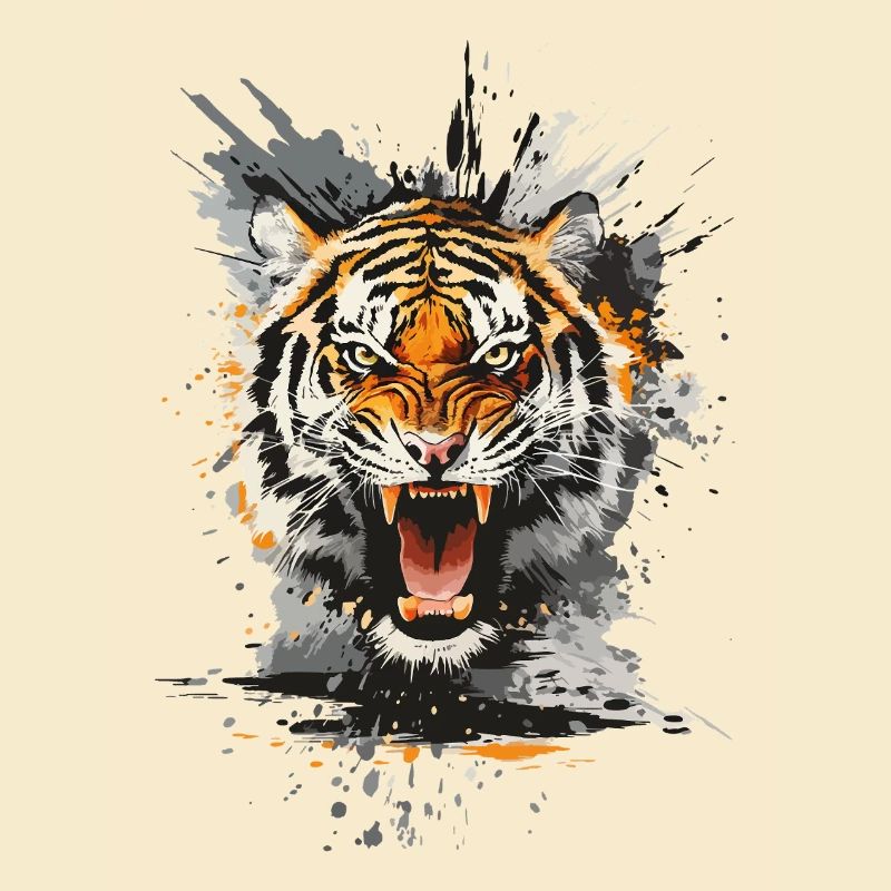 Tiger Head Predator Nature Wilderness Splash