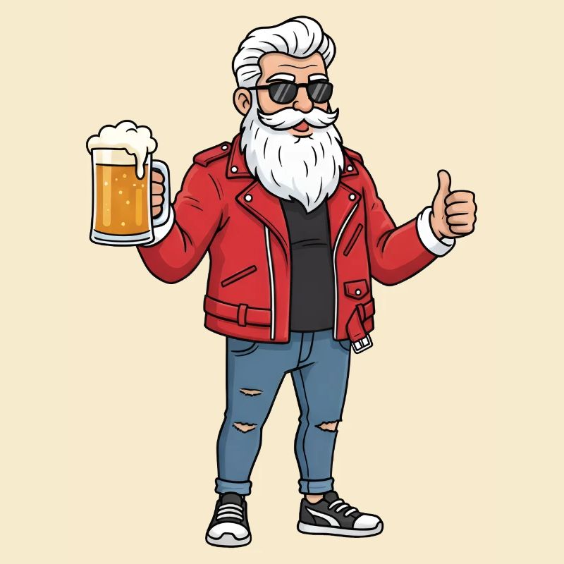 Rockabilly Opa mit Bier