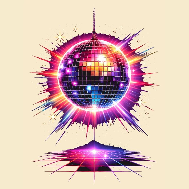 Disco Kugel Neon 80er Design 