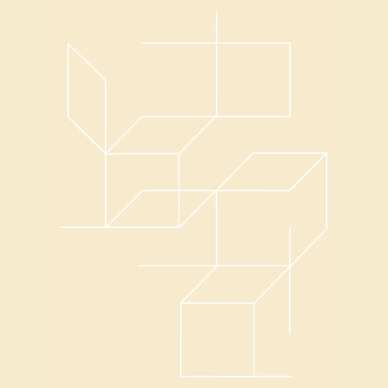 Geometric Cube Line Art