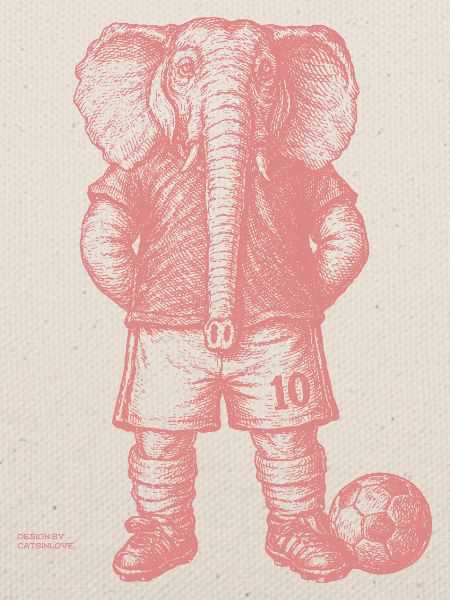 Elefant mit Fussball für helle Shirts