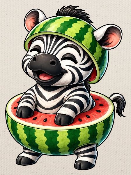 Zebra Wassermelone Lustiger Cartoon