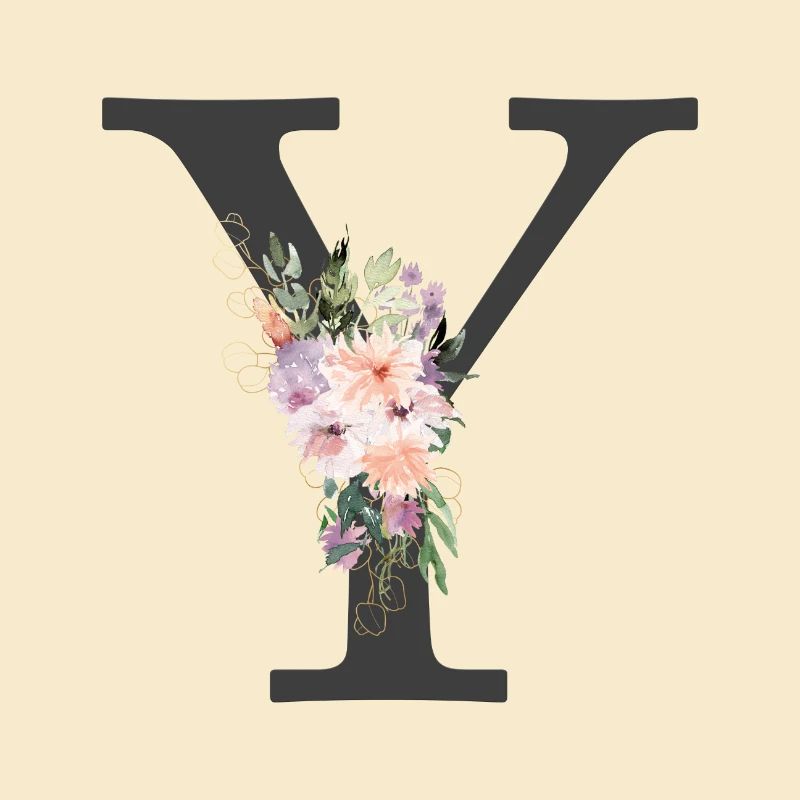 Buchstabe Y, Monogramm, Blumen