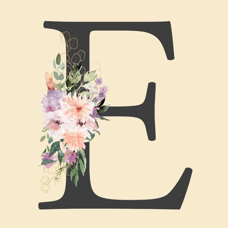 Lettre E, Monogramme, Fleurs