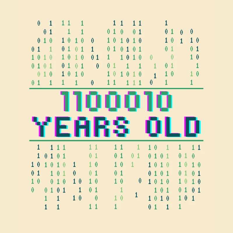 98th Birthday 98 Years Old Binary Code Coder