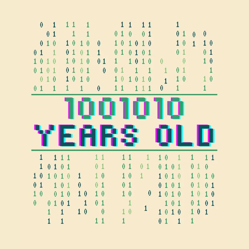 74e anniversaire 74 ans Code binaire Informatique