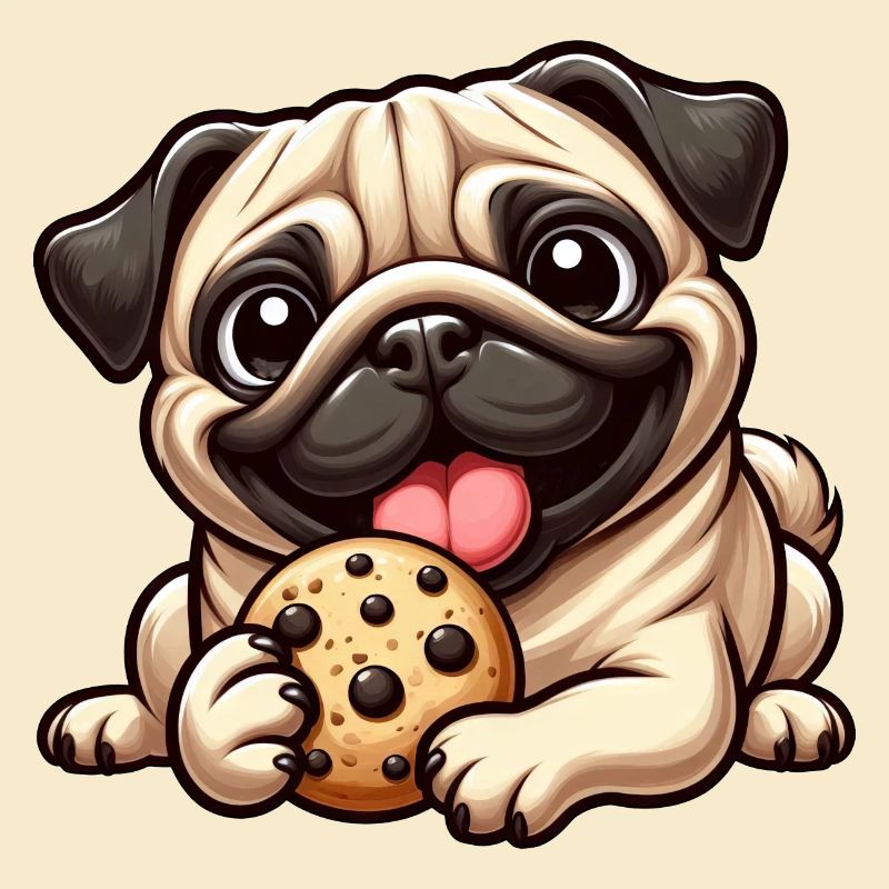 Cute Pug Biscuit Cartoon Dessert Dessert