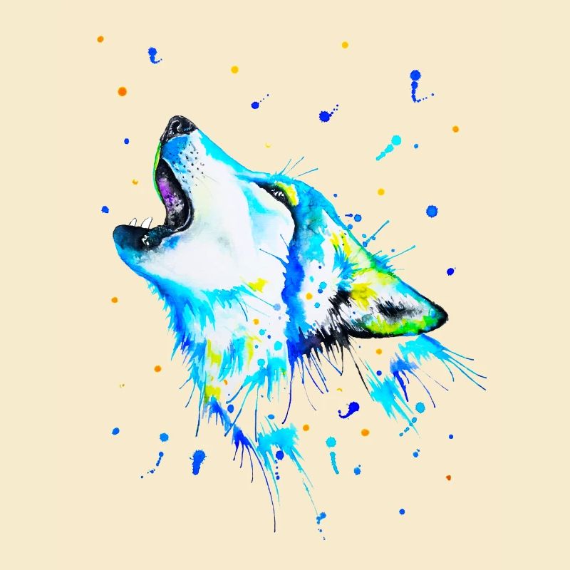 Blauer heulender Wolf