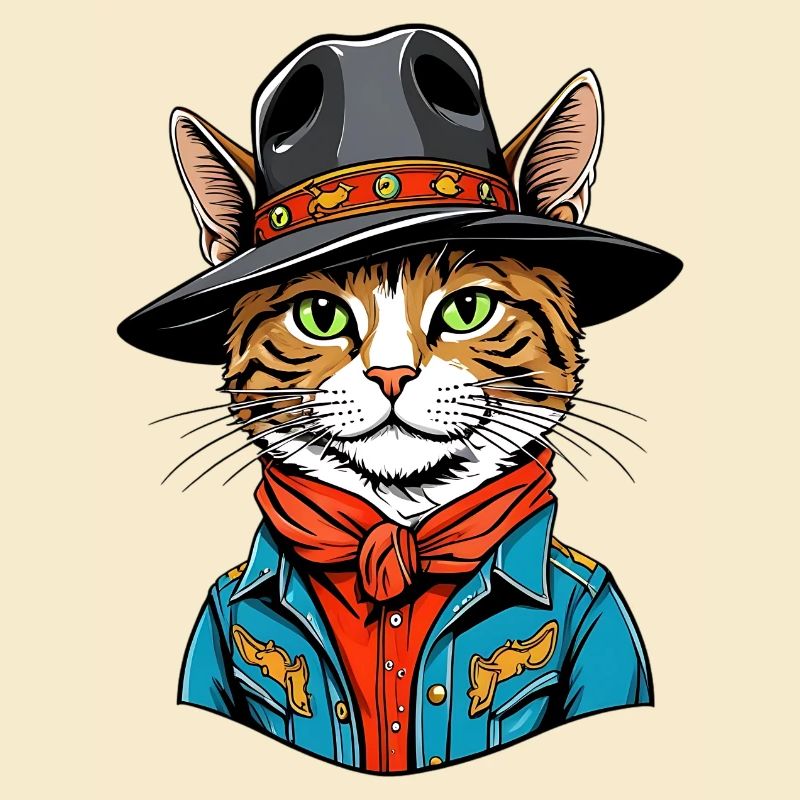 Chat mignon cow-boy