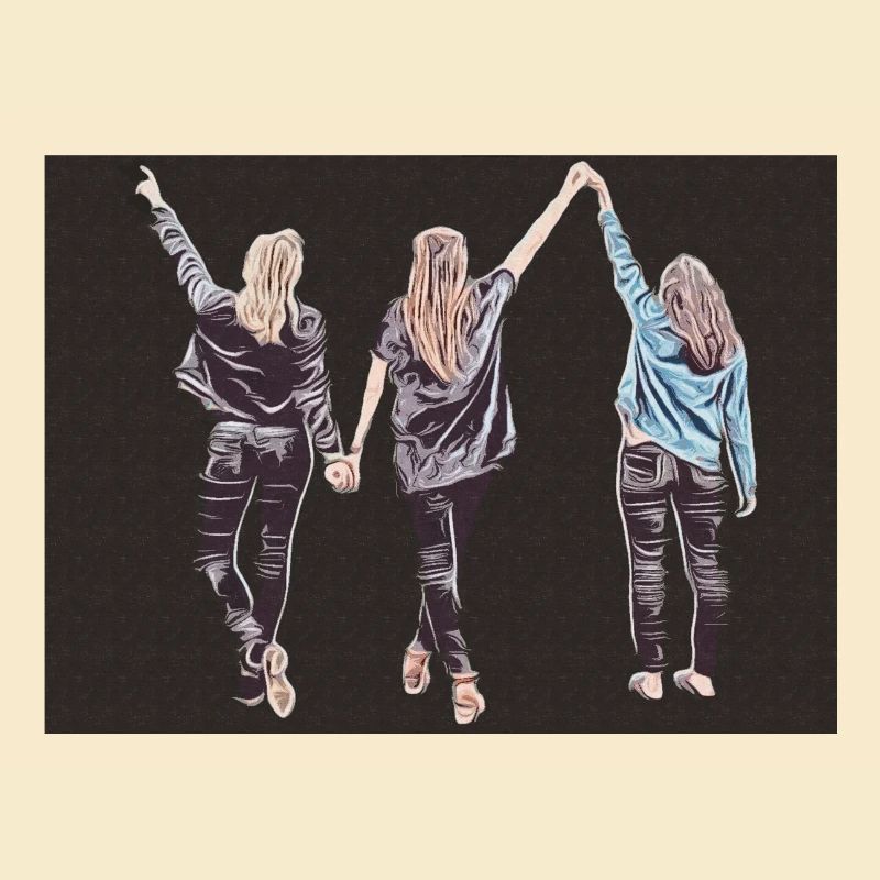 Design three girlfriends in pop art style dark