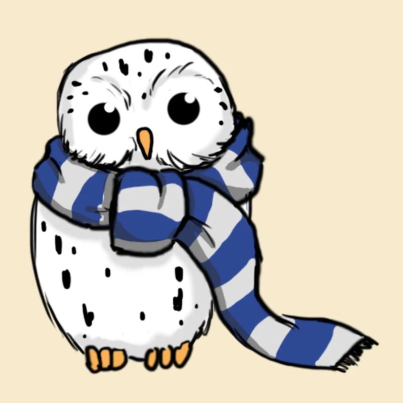 Schneeeule Blau-Weiß
