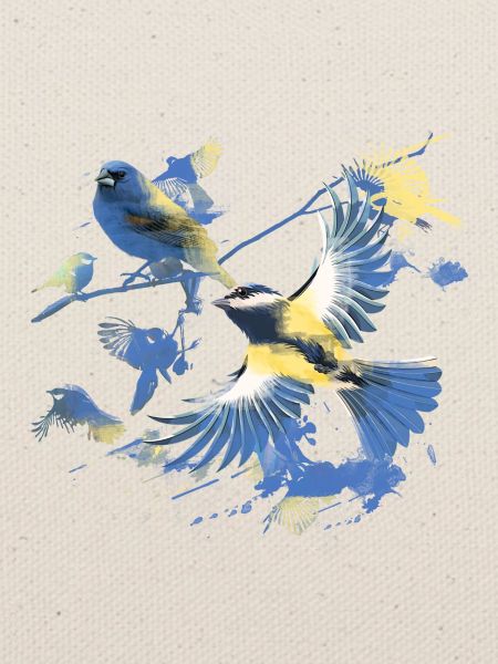 Vögel,kohlmeise, vogelschwarm, Graffiti,bunt