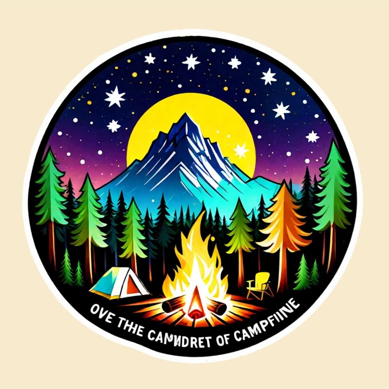 Camping, tent and campfire