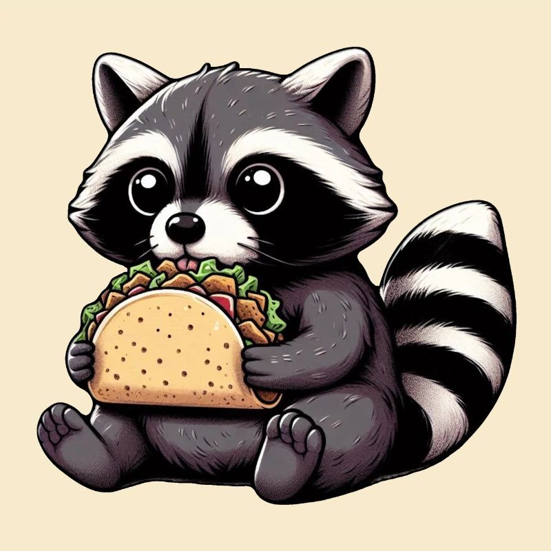 Waschbär isst Taco