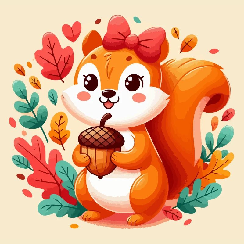 Cute squirrel with acorn