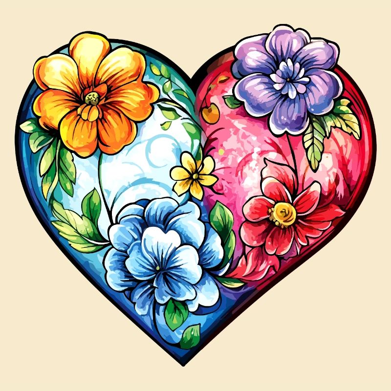 Herz Bunt Ornament Blumen